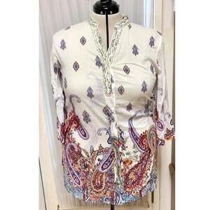 Chico’s paisley semi sheer tunic. Size 2.